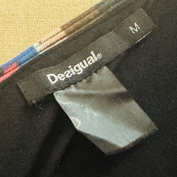 Desigual - Colourful Mid-Sleeved Dress, Ribbed Fabric, Size M - Picture 3 of 3